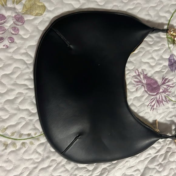 Black Leather saddle bag pearl strap leather strap removable dimensions in photo - Picture 5 of 7